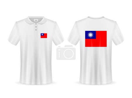 Ilustración de Polo con bandera de Taiwán sobre fondo blanco. Ilustración vectorial. - Imagen libre de derechos