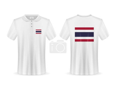 Illustration for Polo shirt with Thailand flag on a white background. Vector illustration. - Royalty Free Image
