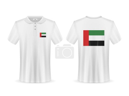 Ilustración de Polo con bandera de los EAU sobre fondo blanco. Ilustración vectorial. - Imagen libre de derechos