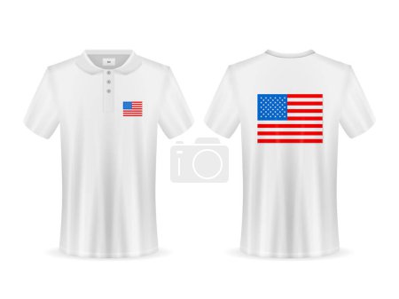 Ilustración de Polo con bandera de Estados Unidos sobre fondo blanco. Ilustración vectorial. - Imagen libre de derechos