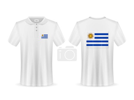 Ilustración de Polo con bandera de Uruguay sobre fondo blanco. Ilustración vectorial. - Imagen libre de derechos