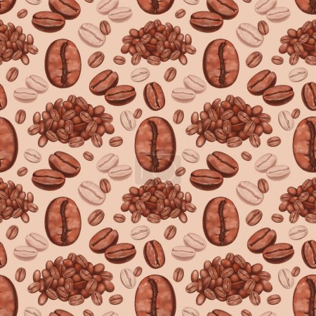 Photo for Hand drawn illustration of coffee beans. Seamless pattern - Royalty Free Image