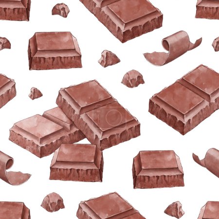Photo for Hand drawn illustrations of chocolate bar. Seamless pattern - Royalty Free Image