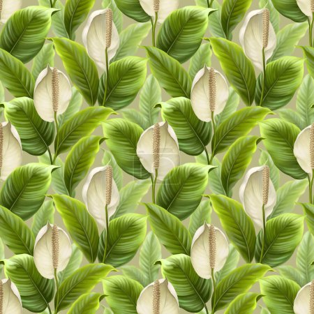 Photo for Anthurium flower. Seamless pattern design. - Royalty Free Image