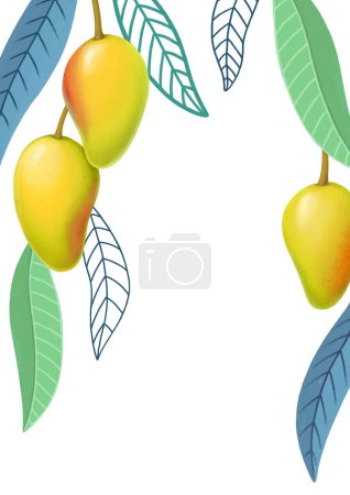 Photo for Background with hand drawn illustrations of mango fruits - Royalty Free Image