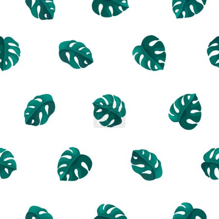 Photo for Hand painted illustration of monstera. Seamless pattern design. Perfect for fabrics, wallpapers, apparel, home textile, posters, packaging design, stationery and other goods - Royalty Free Image