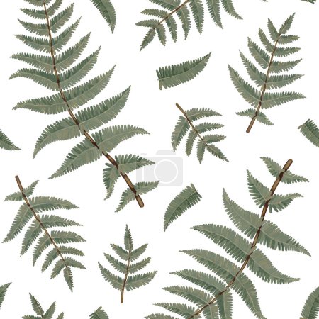 Photo for Seamless pattern design with hand painted acrylic botanical illustrations of fern. Cottegecore style. Perfect for fabric, home textile, wallpaper, packaging design, stationery and other goods - Royalty Free Image