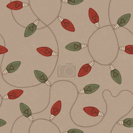 Photo for Vintage Christmas shining garland, seamless pattern design. Perfect for wrapping paper, packaging design, seasonal home textile, greeting cards and other printed goods - Royalty Free Image
