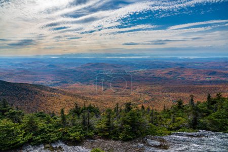 Photo for View from the summit of Mount Mansfield near Stowe in Vermont towards Lake Champlain and Adirondacks - Royalty Free Image