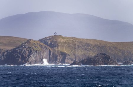 Monument on cliffs by Cape Horn depicts albatross in flight