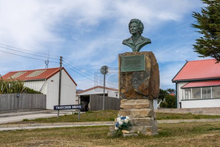 Photo for Port Stanley, Falkland Islands - 31 January 2023:Bust of Margaret Thatcher and memorial - Royalty Free Image