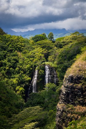 Photo for Opaekaa Falls seen from the overlook in the Wailua river area of Kauai - Royalty Free Image