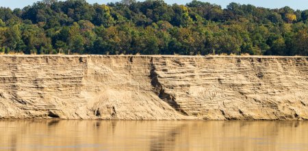 Photo for Extreme low water conditions on Mississippi river in October 2023 exposed cliffs of sand in Kentucky - Royalty Free Image