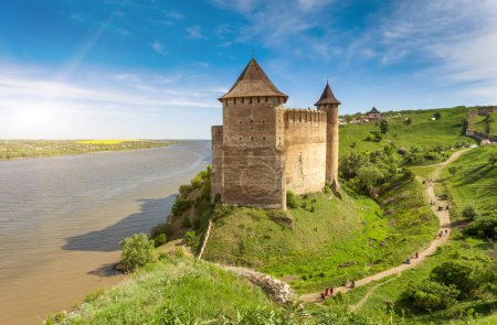 Photo for Wonderful panoramic view of fortress museum on a background of blue sky. Picturesque and gorgeous scene. Location famous place Khotyn, western Ukraine, Europe. Artistic picture. Beauty world. - Royalty Free Image