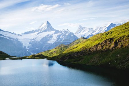 Photo for Great view of the snow rocky massif. Popular tourist attraction. Dramatic and picturesque scene. Location place Bachalpsee in Swiss alps, Grindelwald valley, Bernese Oberland, Europe. Beauty world. - Royalty Free Image