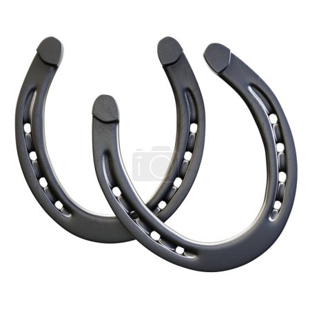 Two horse shoes isolated on white background.. 3d rendering