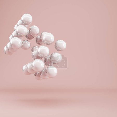 Fondo mínimo. Figuras geométricas abstractas de esferas sobre fondo de color crema brillante en colores pastel. Concepto minimalista. renderizado 3d