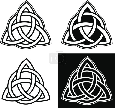 Téléchargez les illustrations : Symbole runique païen traditionnel celtique Triquetra en plusieurs variantes - en licence libre de droit