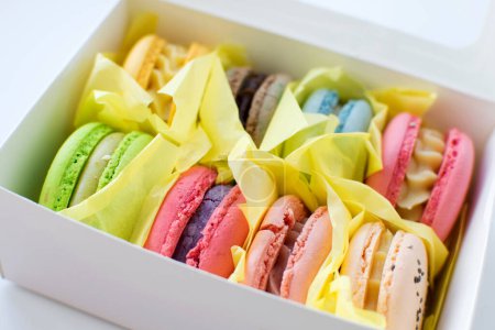 Photo for Macaroons in a cardboard gift box - Royalty Free Image