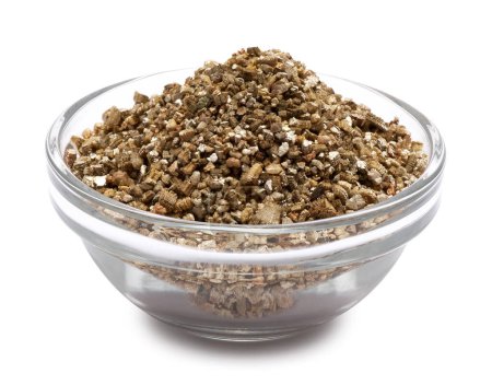 Exfoliated perlite and vermiculite for gardening isolated on white background.