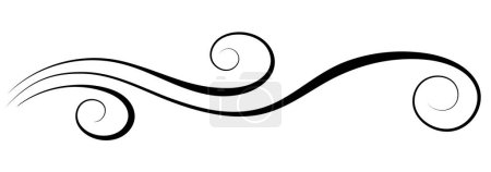 Ilustración de Adorno ondulado con hojas y líneas abstractas. Elegante elemento decorativo para la decoración y el saludo de texto o el diseño de tarjetas de invitación - Imagen libre de derechos