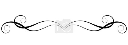 Ilustración de Adorno ondulado con hojas y líneas abstractas. Elegante elemento decorativo para la decoración y el saludo de texto o el diseño de tarjetas de invitación - Imagen libre de derechos