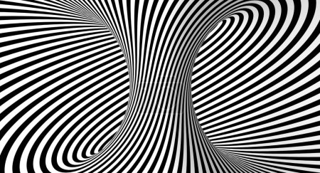 Foto de Fondo de líneas en blanco y negro creando un efecto óptico ilusorio. 3d renderizar - Imagen libre de derechos