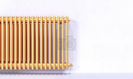Photo for Gold radiator and white wall. 3d render - Royalty Free Image
