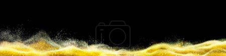 Photo for Gold dust wave on black background. nobody. - Royalty Free Image