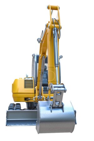 Photo for Small yellow excavator. front view. isolated - Royalty Free Image