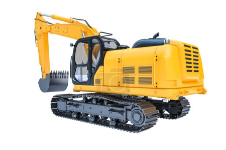 Photo for Yellow excavator back view 3d render - Royalty Free Image