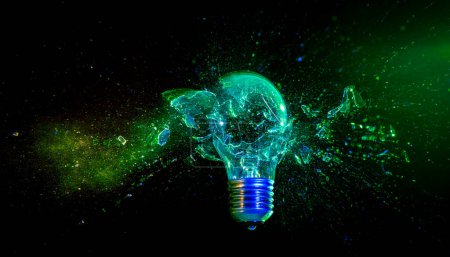 Photo for Abstract light bulb background, blue and green. - Royalty Free Image
