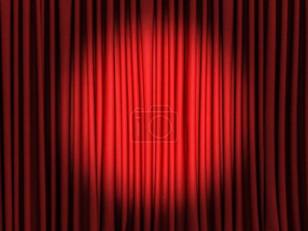 Photo for Red curtain spot light in the middle. 3d render - Royalty Free Image