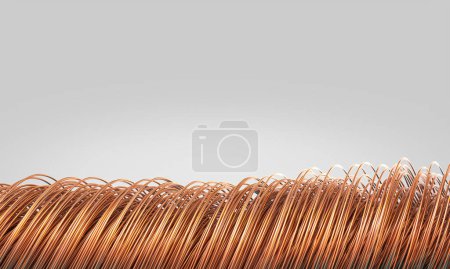 Foto de 3d renderizado de alambres de cobre sobre un fondo gris - Imagen libre de derechos