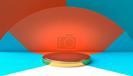 Photo for 3d render gold podium with geometric shapes - Royalty Free Image