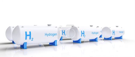 Foto de Contenedores de almacenamiento de hidrógeno de fondo. 3d renderizar - Imagen libre de derechos