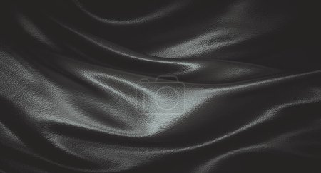 Téléchargez les photos : Fond de rendu 3d avec vagues en cuir noir - en image libre de droit