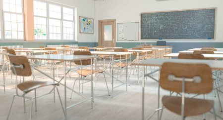 Photo for 3D render of a modern schoolroom without people - Royalty Free Image