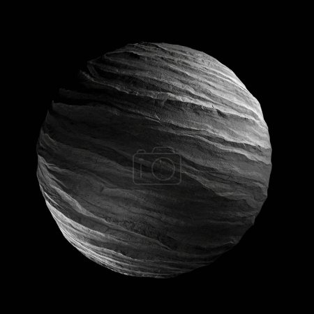 Foto de Esfera de roca sobre un fondo negro. 3d renderizar - Imagen libre de derechos