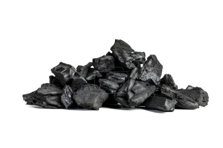 Foto de Trozos de carbón sobre un fondo blanco - Imagen libre de derechos