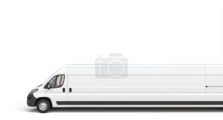 Photo for Very long white transport van 3d render background - Royalty Free Image