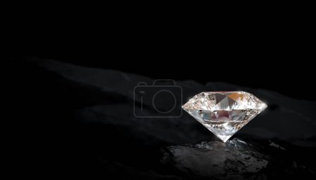 Photo for Sparkling diamond on dark rock. 3d render - Royalty Free Image