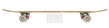 Téléchargez les photos : Planche à roulettes en bois vue latérale isolée sur blanc. 3d rendu - en image libre de droit
