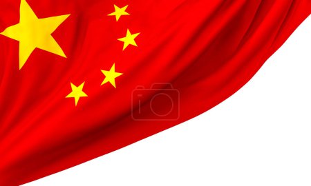Foto de Bandera china aislada sobre fondo blanco. 3d renderizar - Imagen libre de derechos