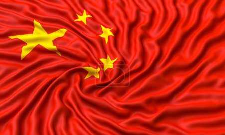 Foto de Bandera china arrugada aislada sobre fondo blanco. 3d renderizar - Imagen libre de derechos