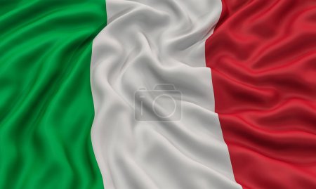 3D-Darstellung der italienischen Flagge, die vom Wind bewegt wird