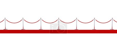 Photo for 3d render red carpet and metal barriers with cordon isolated on white side view - Royalty Free Image