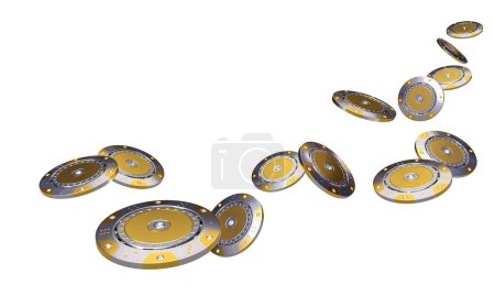 Photo for Gold poker chip with diamond isolated on white background. 3d render - Royalty Free Image