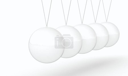 Téléchargez les photos : Newton berceau blanc sur fond clair. 3d rendu - en image libre de droit