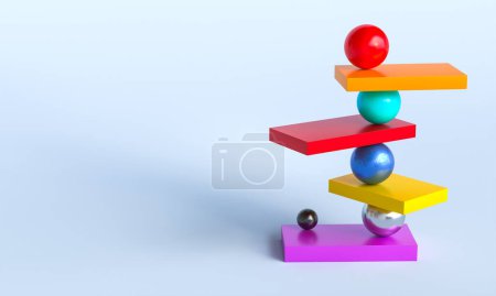 Foto de Esferas y plataformas en equilibrio. 3d renderizar - Imagen libre de derechos
